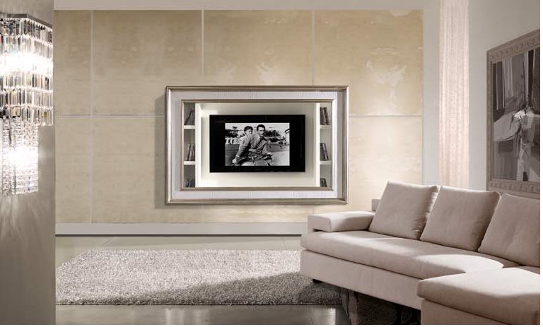 porta tv foglia argento e pelle dimensioni cm 189,2 x 40 x 126